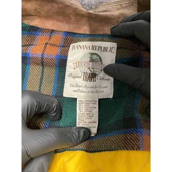 True VTG Banana Republic Denim Jacket Wool Insulated Chore Jacket Utility M Y2K - Picture 3 of 3